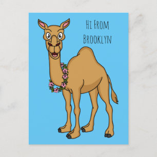 Happy camel cartoon illustration   postcard