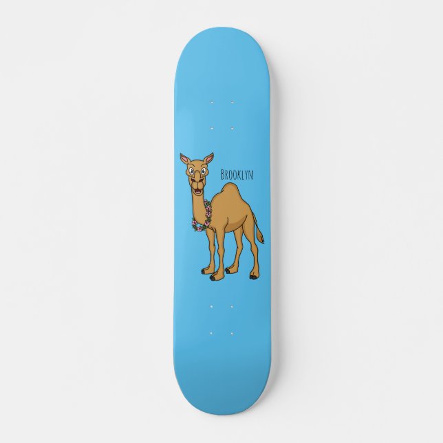 Happy camel cartoon illustration  skateboard (Front)