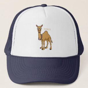 Happy camel cartoon illustration trucker hat