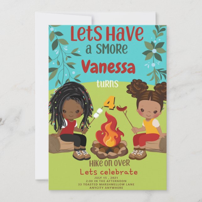 Happy Camper 1 Anniversaire Carte d'invitation (Devant)