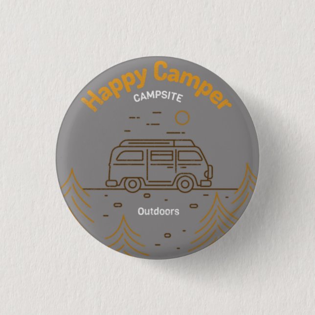 Happy Camper  1 Inch Round Button (Front)
