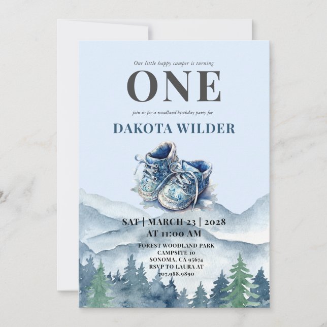 Happy Camper 1st Birthday Campsite Party  Invitation (Front)