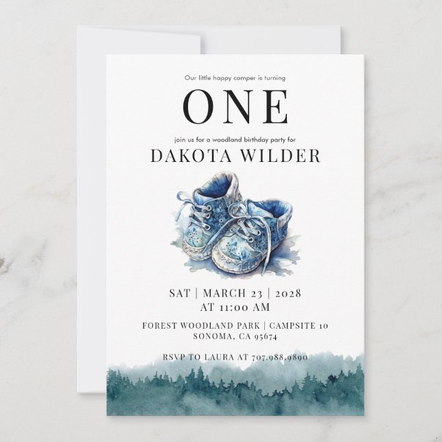 Happy Camper 1st Birthday Party  Invitation (Front)