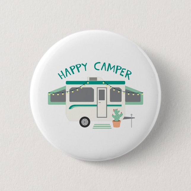 Happy Camper 2 Inch Round Button (Front)