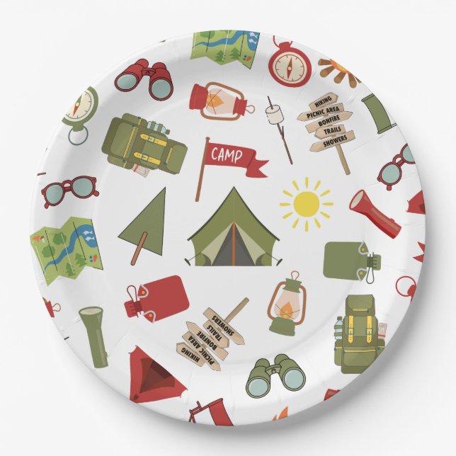 Happy Camper Adventure Birthday Paper Plate (Front)