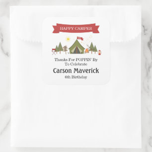 Happy Camper Adventure Birthday Square Sticker