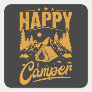 Happy Camper Adventure for Outdoor Enthusiasts Square Sticker