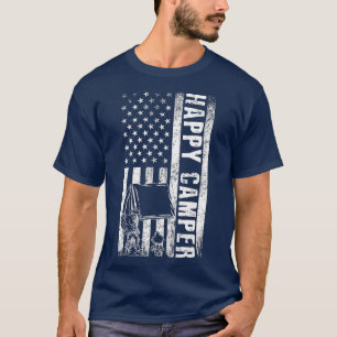 Happy Camper American Flag Camping Men, Women  T-Shirt