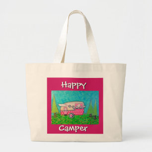 Happy Camper Bag, Pink Camper, Camper Tote