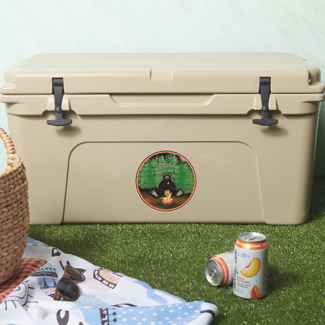 Happy Camper Bear Jote amusant Inspirivity Sticker (Glacière)