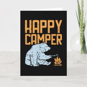 Happy Camper Bear Vacation Hiking Camp Campfire Ca Card