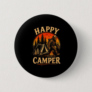 Happy camper bigfoot sasquatch outdoor adventure  2 inch round button