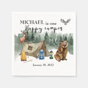 Happy Camper Birthday Forest Bear  Napkin