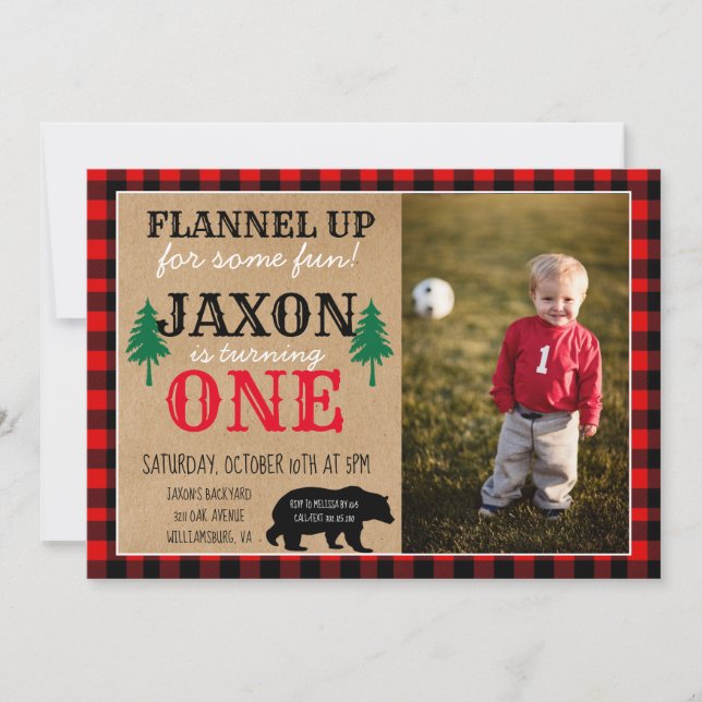 Happy Camper Boy Photo Birthday Party Invitation (Front)