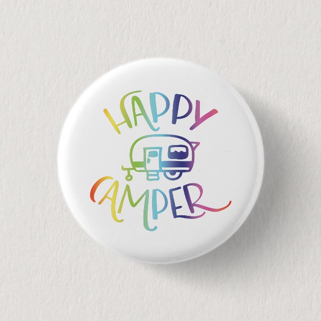 Happy Camper Bright Badge 1 Inch Round Button (Front)