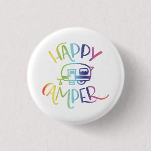 Happy Camper Bright Badge 1 Inch Round Button