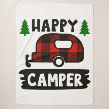 Happy Camper Buffalo Plaid Sherpa Blanket