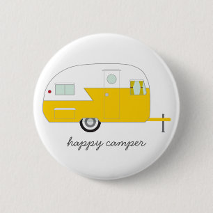 Happy Camper Button yellow