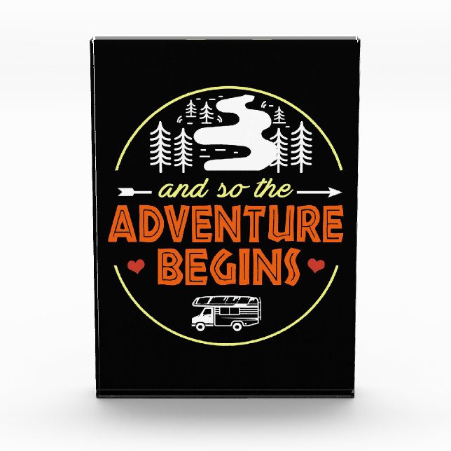 Happy Camper Camping Adventure Begins Photo Block (Front)