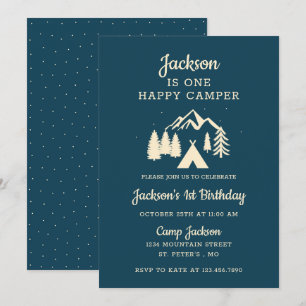 Happy Camper Camping Birthday Invitation