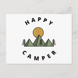 Happy Camper Camping Camp Forest Mountains Minimal Holiday Postcard