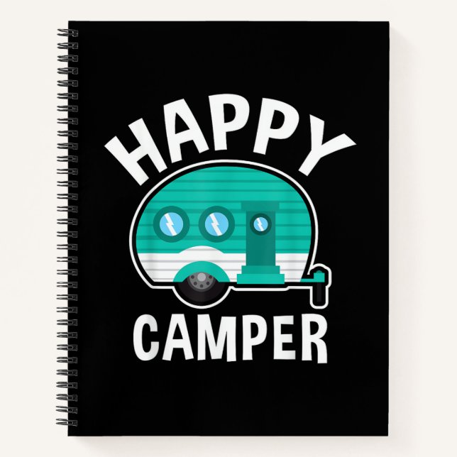 Happy Camper Camping Car Caravan Funny Vacation Notebook (Front)
