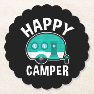 Happy Camper Camping Car Caravan Funny Vacation Paper Coaster