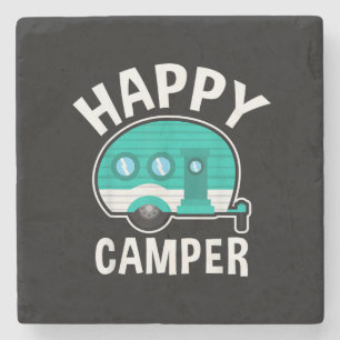 Happy Camper Camping Car Caravan Funny Vacation Stone Coaster