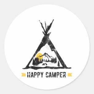 Happy Camper Camping Caravan Motorhome Gift Classic Round Sticker