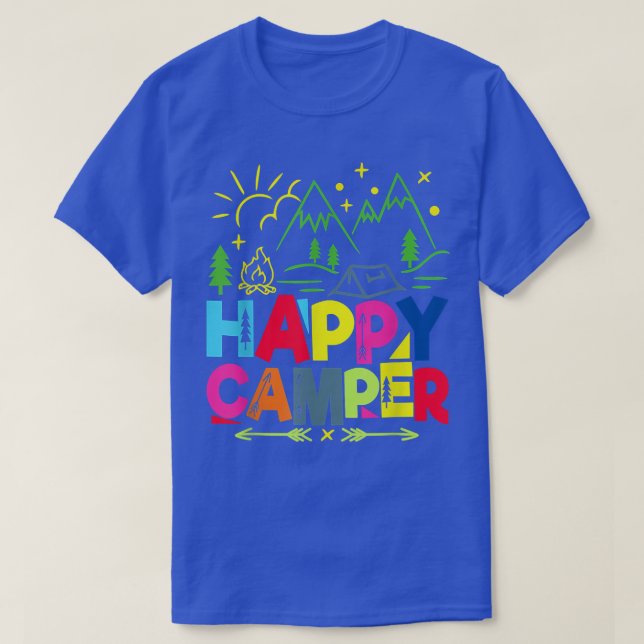Happy Camper Camping Funny Gift Men Women  T-Shirt (Design Front)