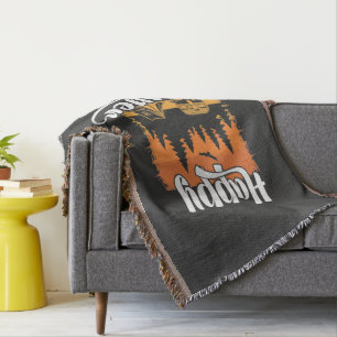 Happy Camper Camping Hiking Travel Caravan Life Throw Blanket