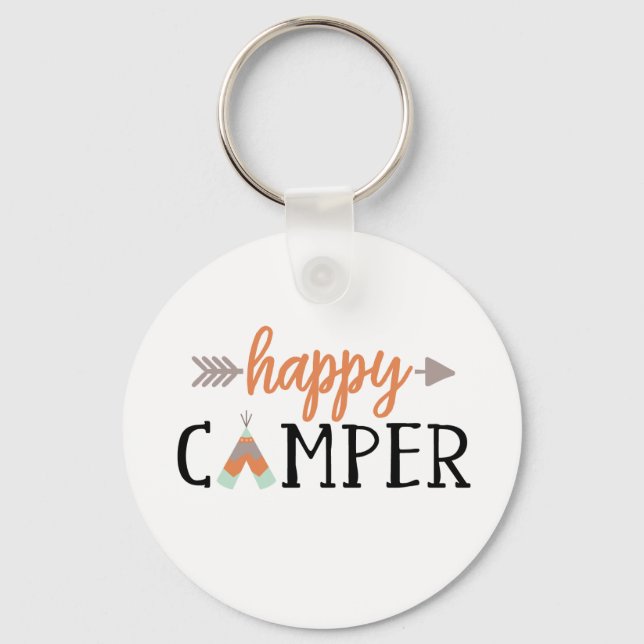 Happy Camper, Camping Keychain (Front)