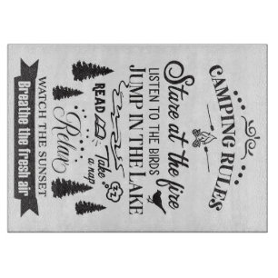 Happy Camper Camping Rules Cutting Board
