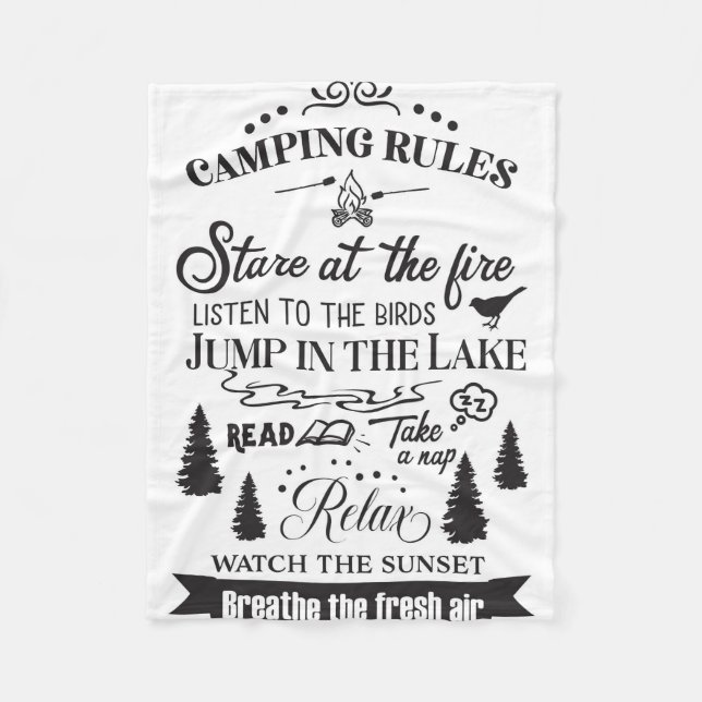 Happy Camper Camping Rules Fleece Blanket (Front)