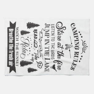 Happy Camper Camping Rules Kitchen Towel
