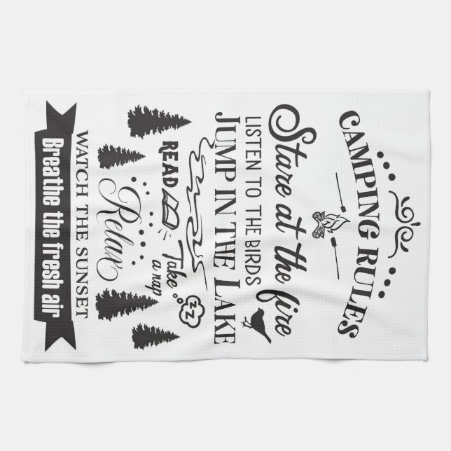 Happy Camper Camping Rules Kitchen Towel (Horizontal)