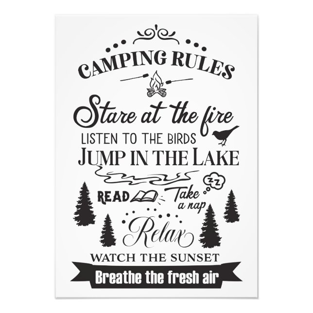 Happy Camper Camping Rules Photo Print (Front)
