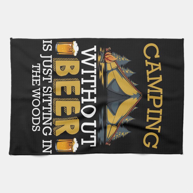 Happy Camper Camping Without Beer Kitchen Towel (Horizontal)