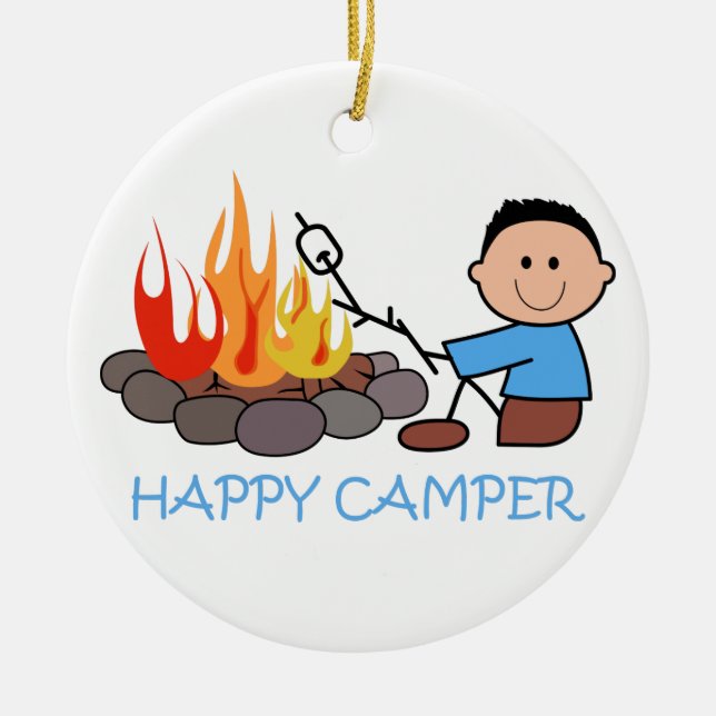 Happy Camper Ceramic Ornament (Front)