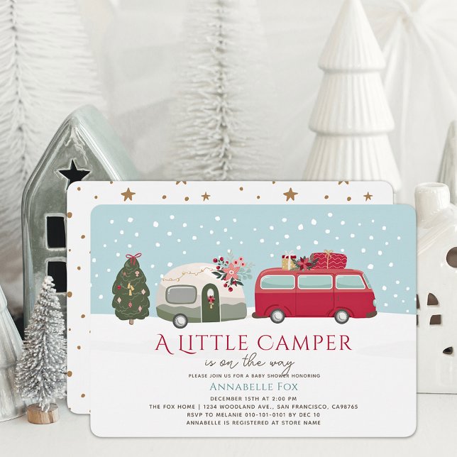 Happy Camper Christmas Blue Boy Baby Shower Invitation (Creator Uploaded)
