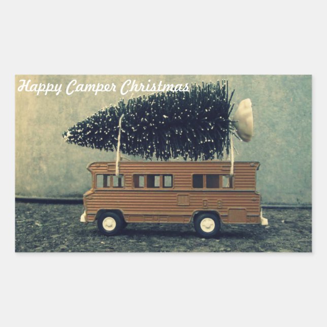 Happy Camper Christmas Sticker (Front)