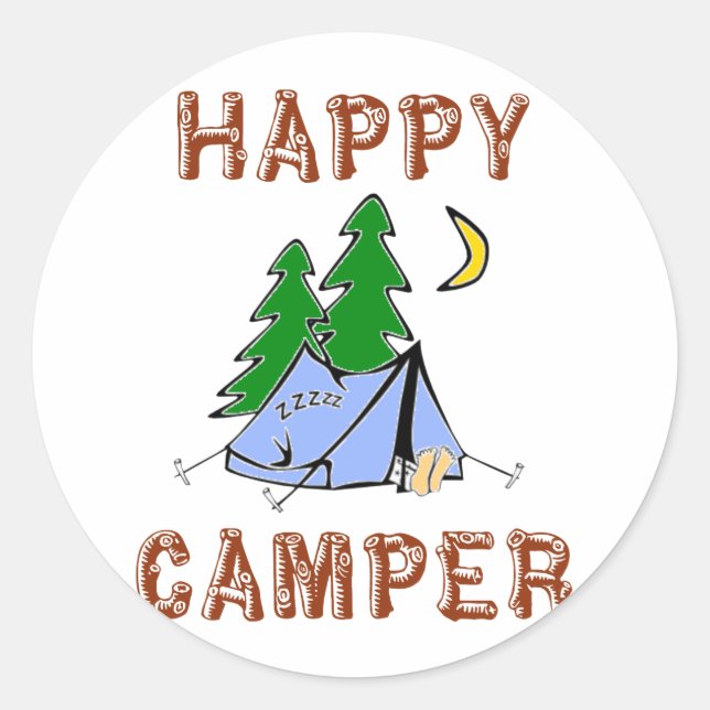 HAPPY CAMPER CLASSIC ROUND STICKER (Front)