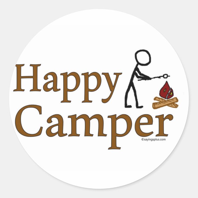 Happy Camper Classic Round Sticker (Front)
