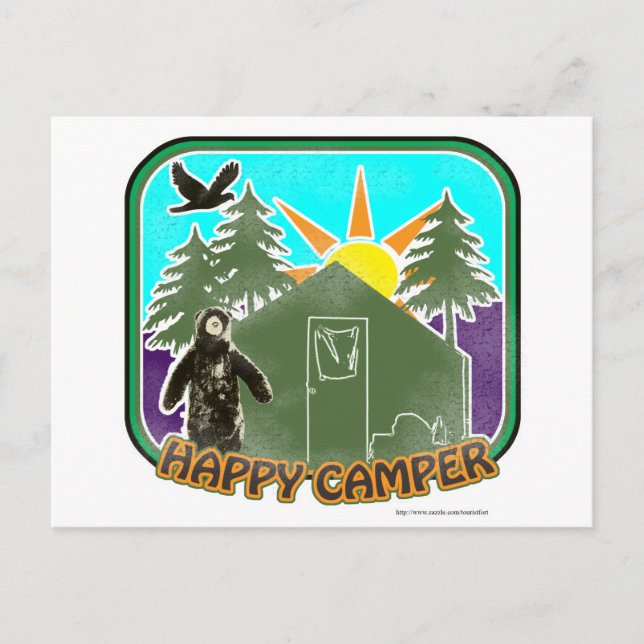 Happy Camper Colour Postcard (Front)