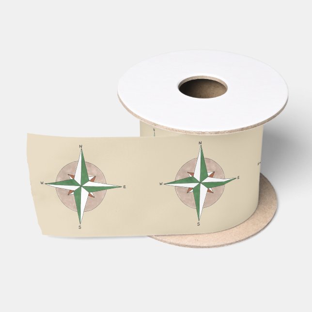 Happy Camper Compass Camp Equipment Direction Satin Ribbon (Spool)