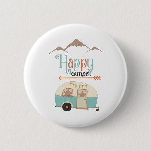 Happy Camper Cute Retro RV 2 Inch Round Button
