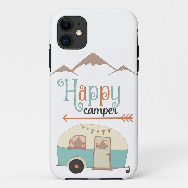 Happy Camper Cute Retro RV Case-Mate iPhone Case (Back)