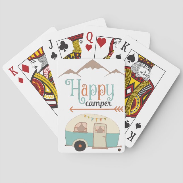 Happy Camper Cute Retro RV Playing Cards (Back)