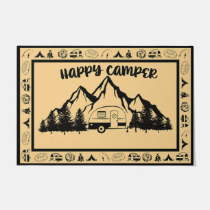 Happy Camper Doormat, Vintage Camping Present Doormat