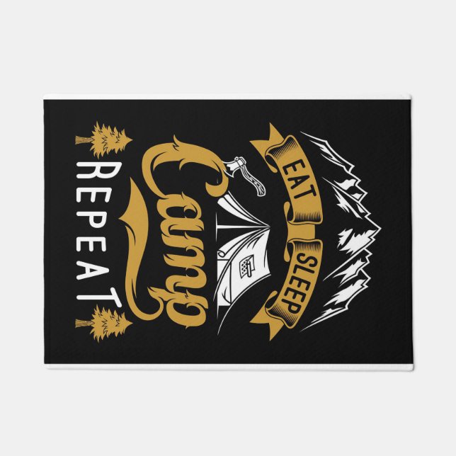 Happy Camper Eat Sleep Camp Repeat Doormat (Front)